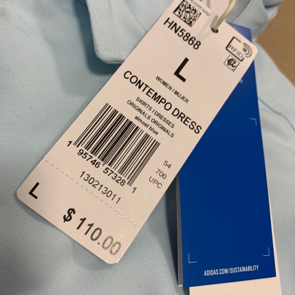 NWT Adidas Originals Adicolor Long Shirt / Dress Size L Blue - Picture 10 of 15